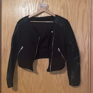Cropped Faux Leather/Moto Jacket
